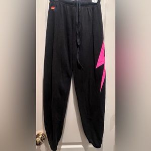 Aviator Nation Women’s Single Bolt Hot Pink Sweatpants - Black - Size XS